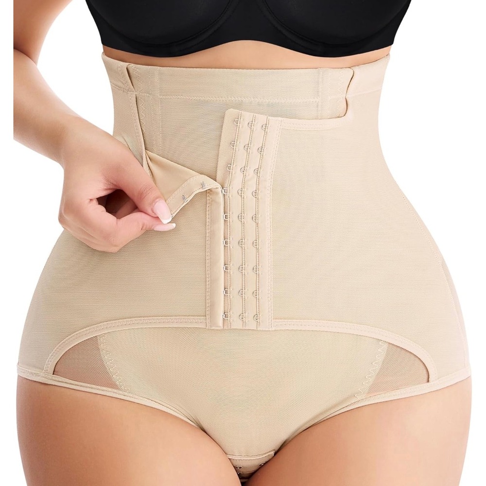 Meryosz‎ Womens High Waisted Tummy Control Shapewear Briefs Beige Large NEW